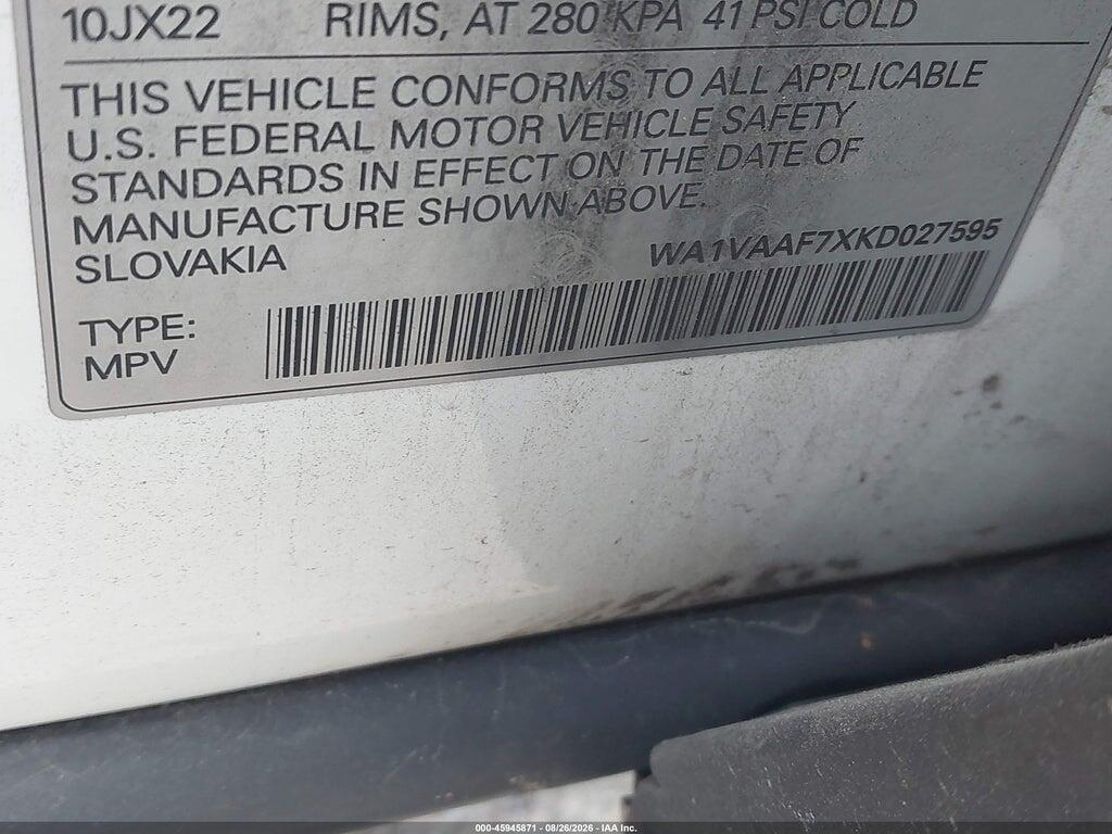 WA1VAAF7XKD027595 2019 AUDI Q7 photo no. 9