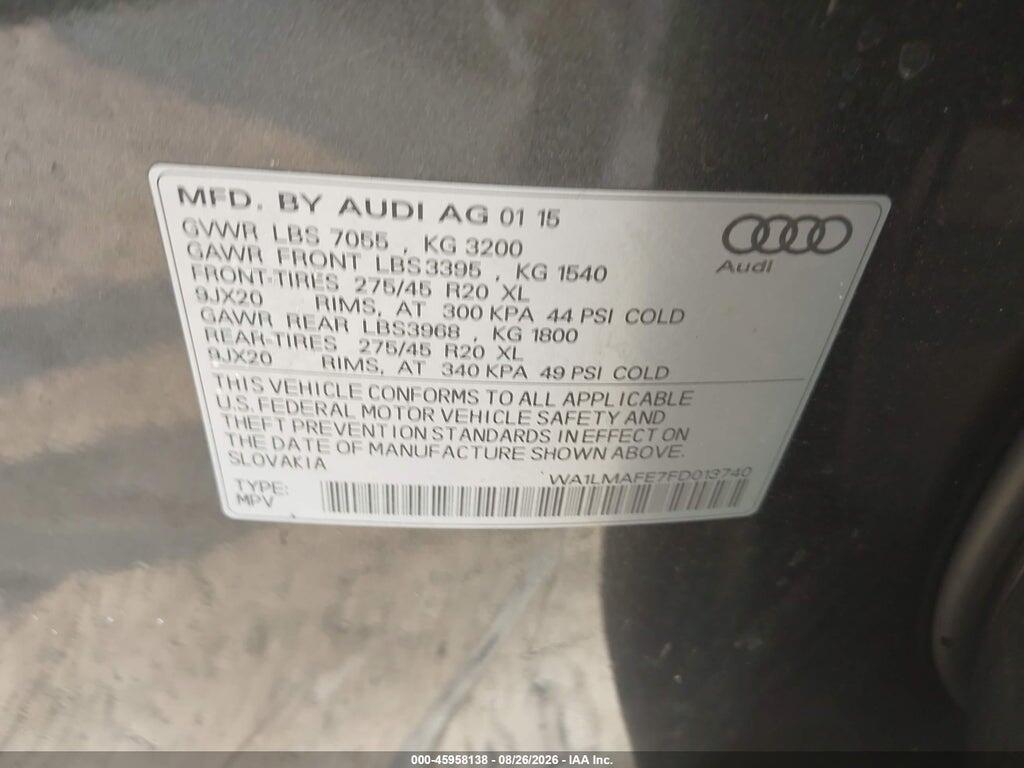 WA1LMAFE7FD013740 2015 AUDI Q7 photo no. 9