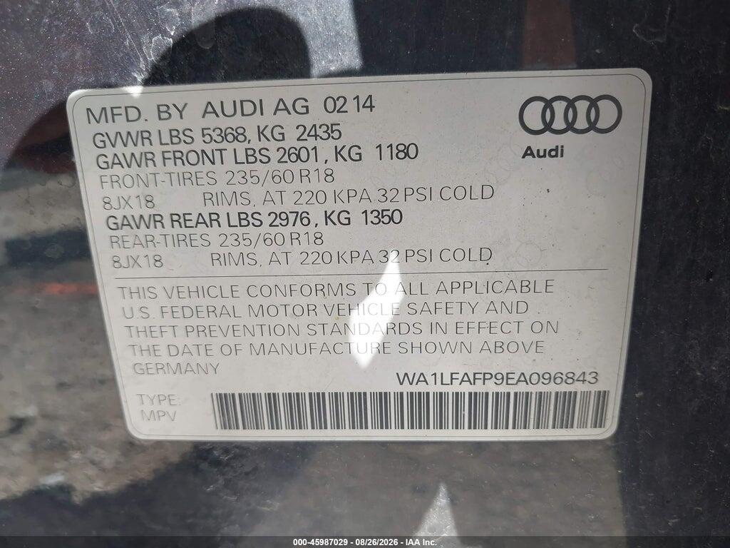 WA1LFAFP9EA096843 2014 AUDI Q5 photo no. 9