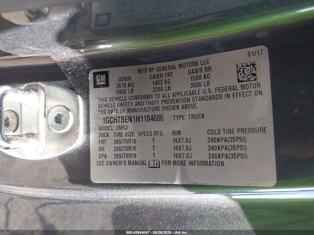 1GCHTBEN1H1184686 2017 CHEVROLET COLORADO photo no. 9