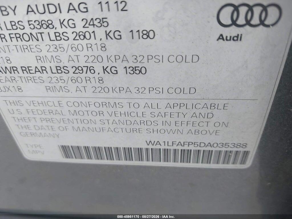 WA1LFAFP5DA035388 2013 AUDI Q5 photo no. 9