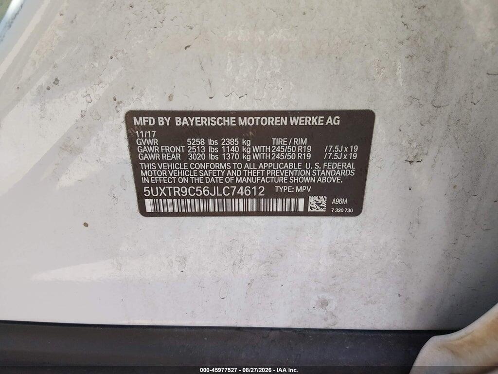 5UXTR9C56JLC74612 2018 BMW X3 photo no. 9