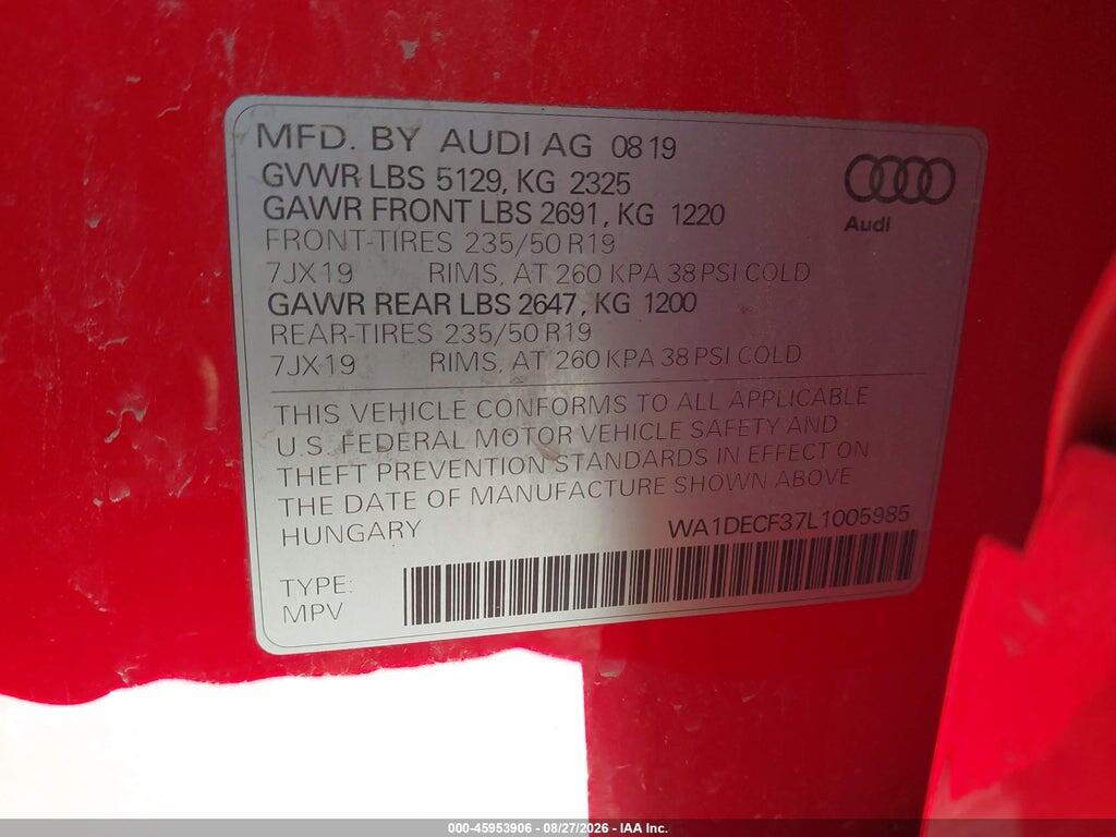 WA1DECF37L1005985 2020 AUDI Q3 photo no. 9