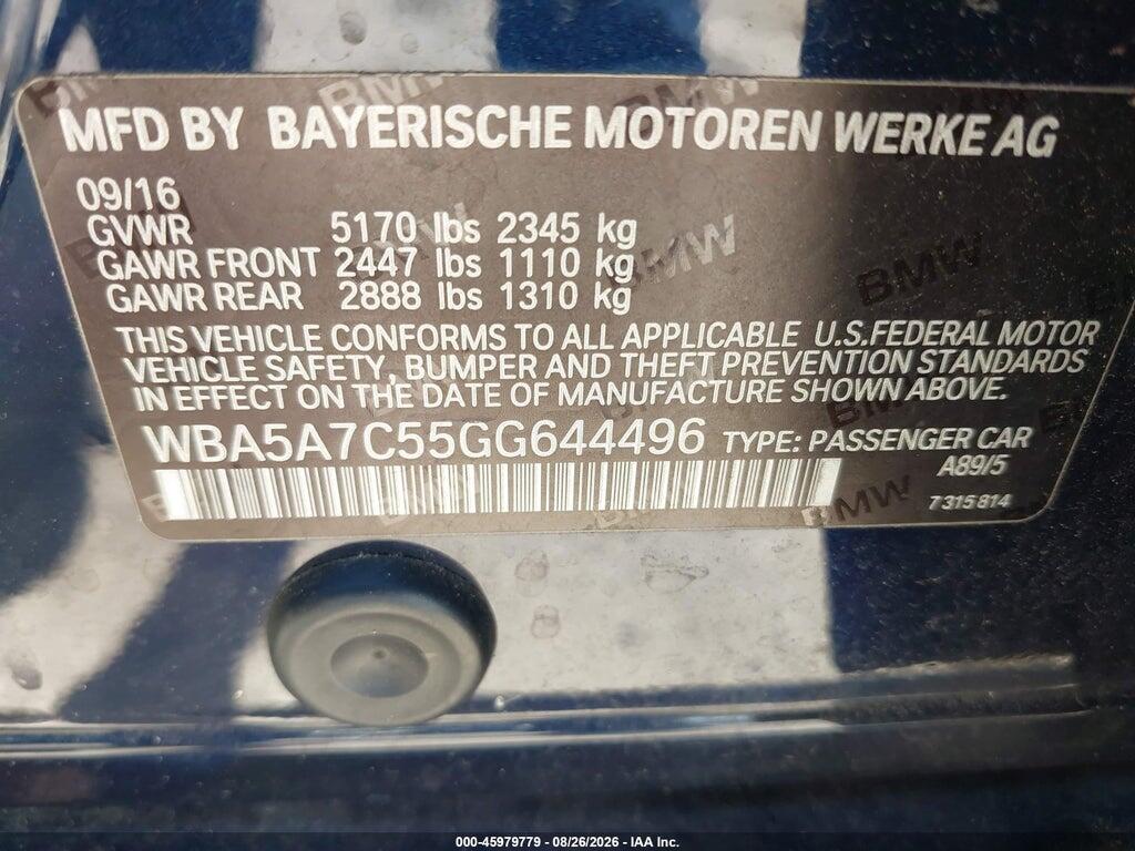 WBA5A7C55GG644496 2016 BMW 528I photo no. 9