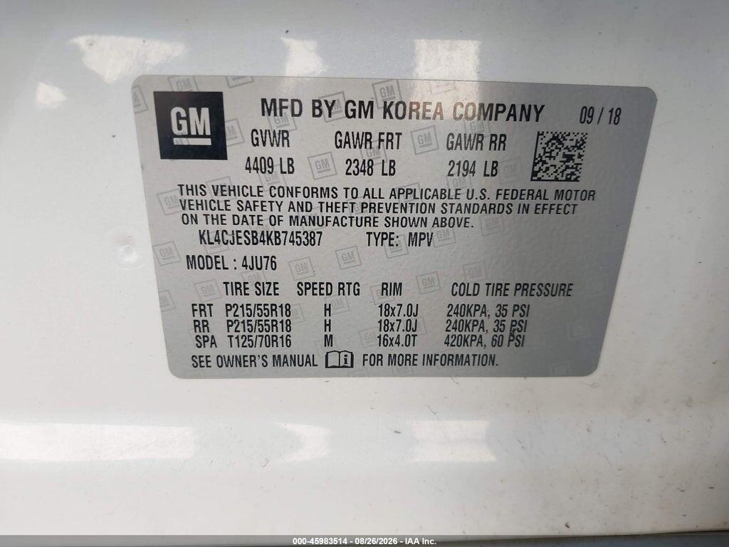 KL4CJESB4KB745387 2019 BUICK ENCORE photo no. 9
