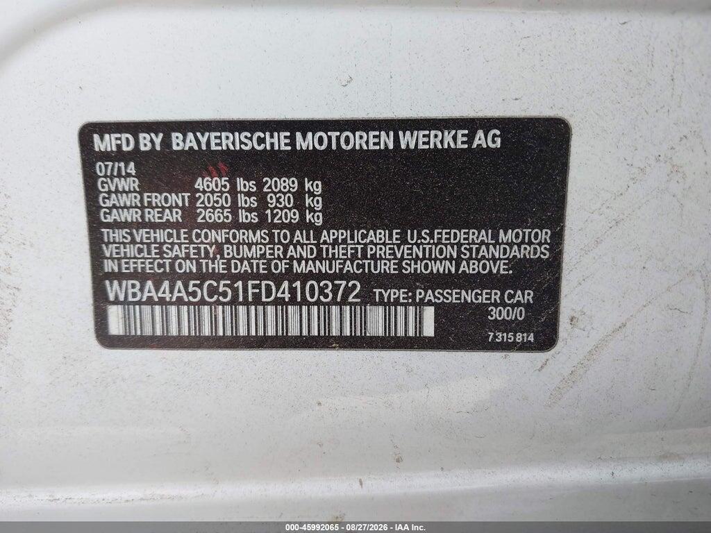 WBA4A5C51FD410372 2015 BMW 428 GRAN COUPE photo no. 9