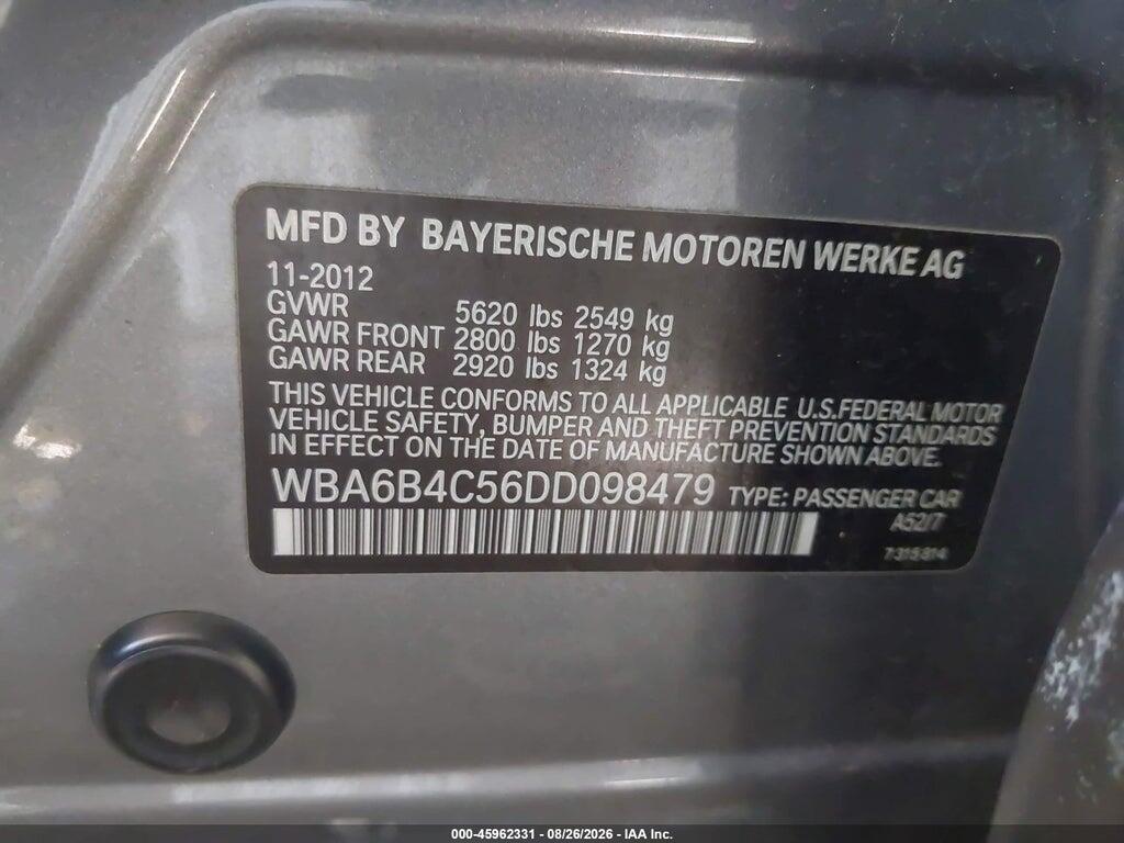 WBA6B4C56DD098479 2013 BMW 650I GRAN COUPE photo no. 9