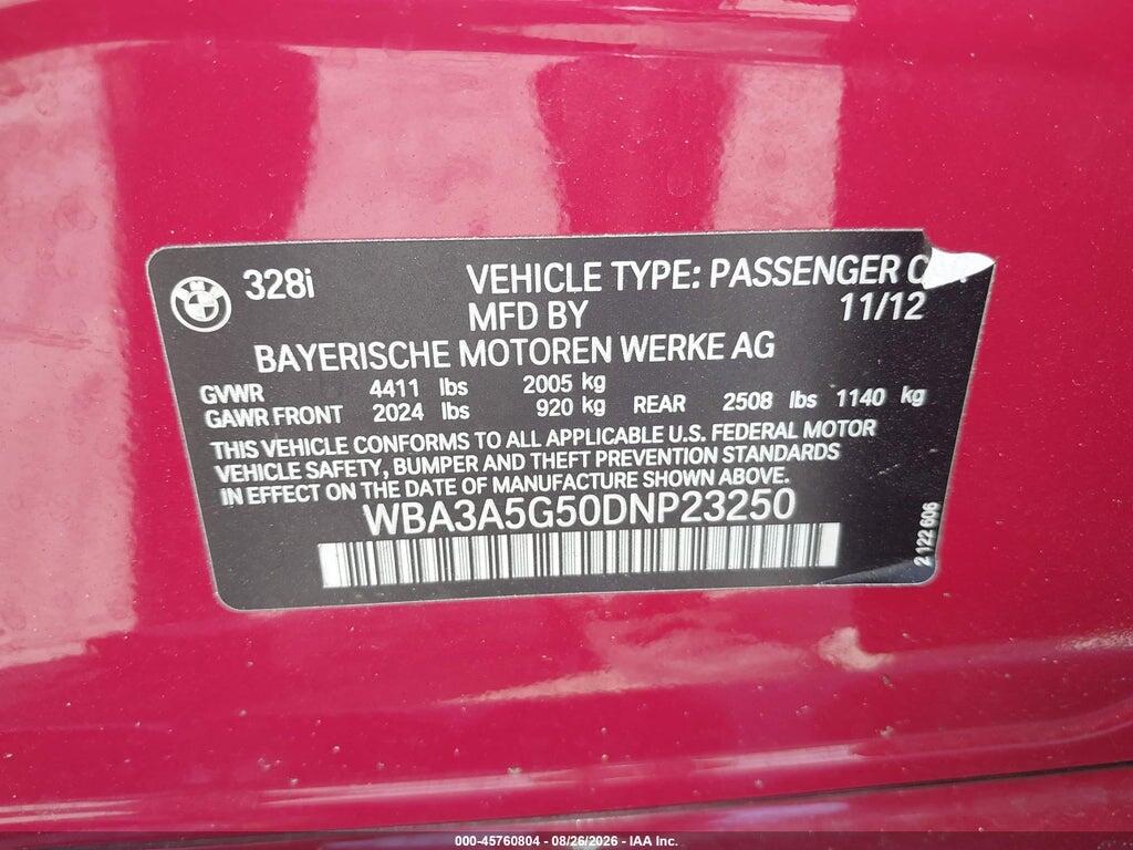 WBA3A5G50DNP23250 2013 BMW 328I photo no. 9