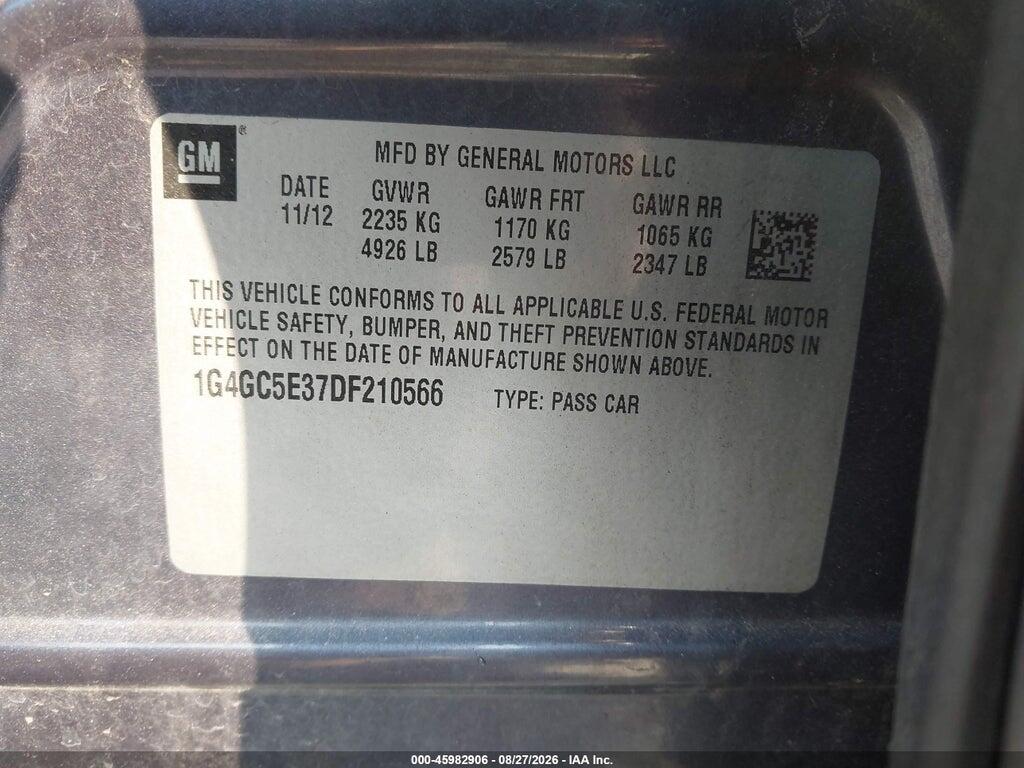 1G4GC5E37DF210566 2013 BUICK LACROSSE photo no. 9
