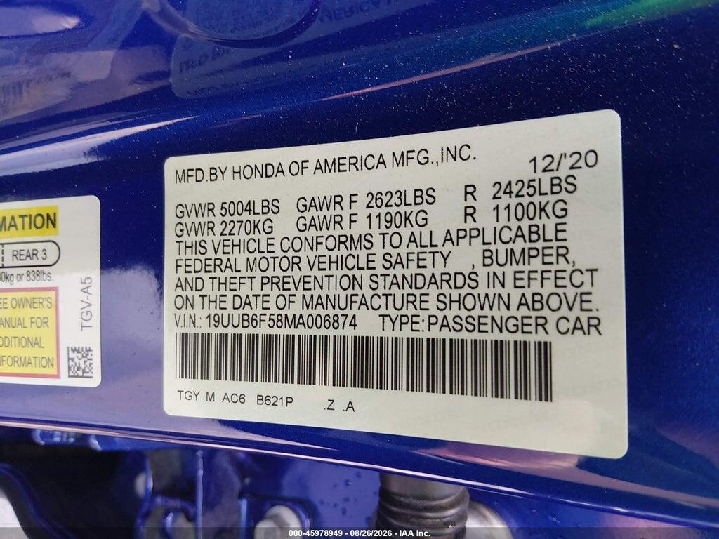 19UUB6F58MA006874 2021 ACURA TLX photo no. 9