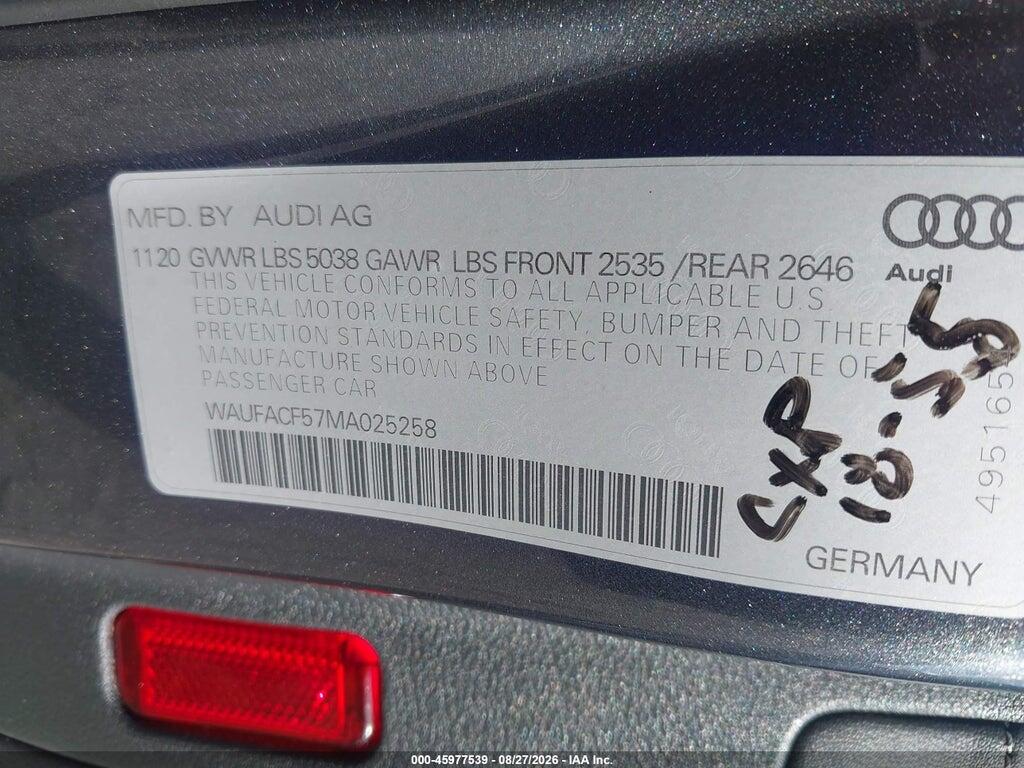 WAUFACF57MA025258 2021 AUDI A5 SPORTBACK photo no. 9
