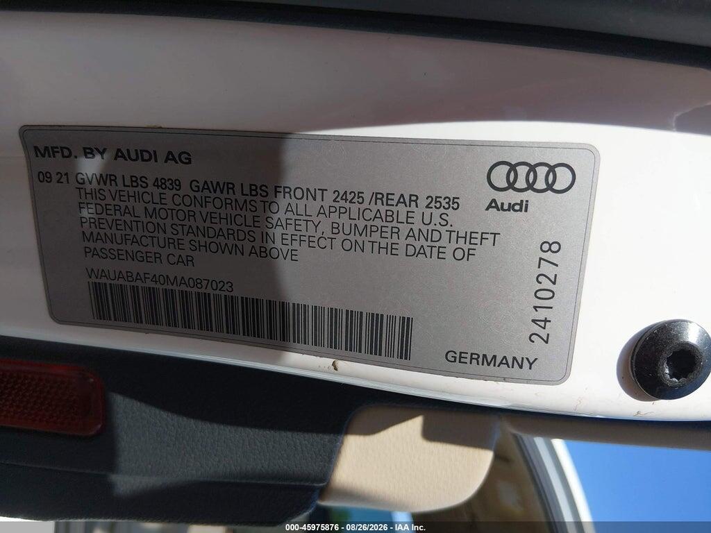 WAUABAF40MA087023 2021 AUDI A4 photo no. 9