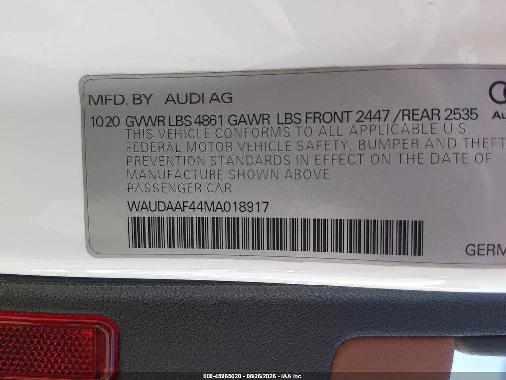 WAUDAAF44MA018917 2021 AUDI A4 photo no. 9