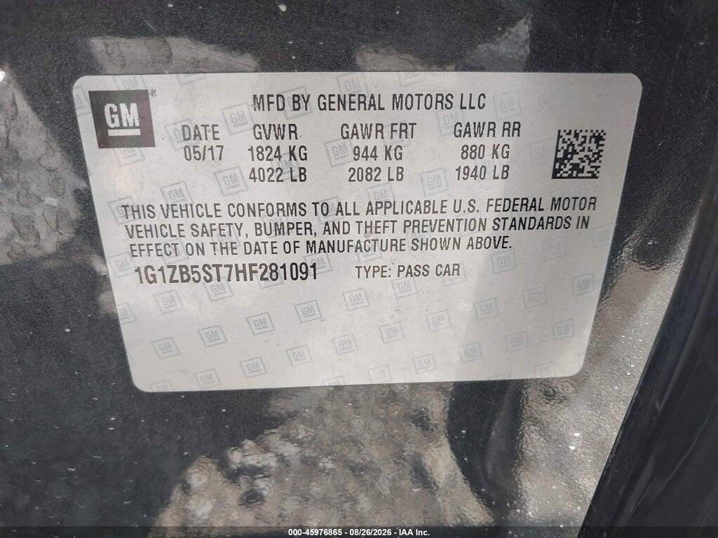 1G1ZB5ST7HF281091 2017 CHEVROLET MALIBU photo no. 9