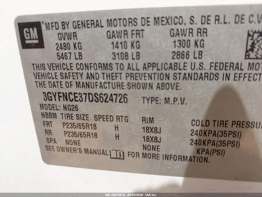 3GYFNCE37DS624726 2013 CADILLAC SRX photo no. 9