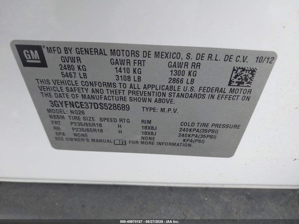 3GYFNCE37DS528689 2013 CADILLAC SRX photo no. 9
