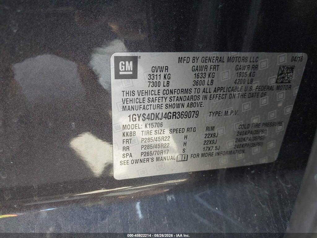 1GYS4DKJ4GR369079 2016 CADILLAC ESCALADE photo no. 9