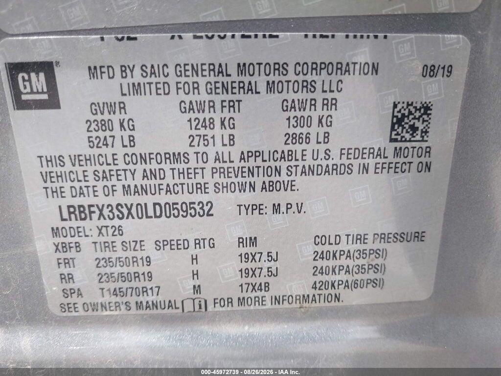 LRBFX3SX0LD059532 2020 BUICK ENVISION photo no. 9