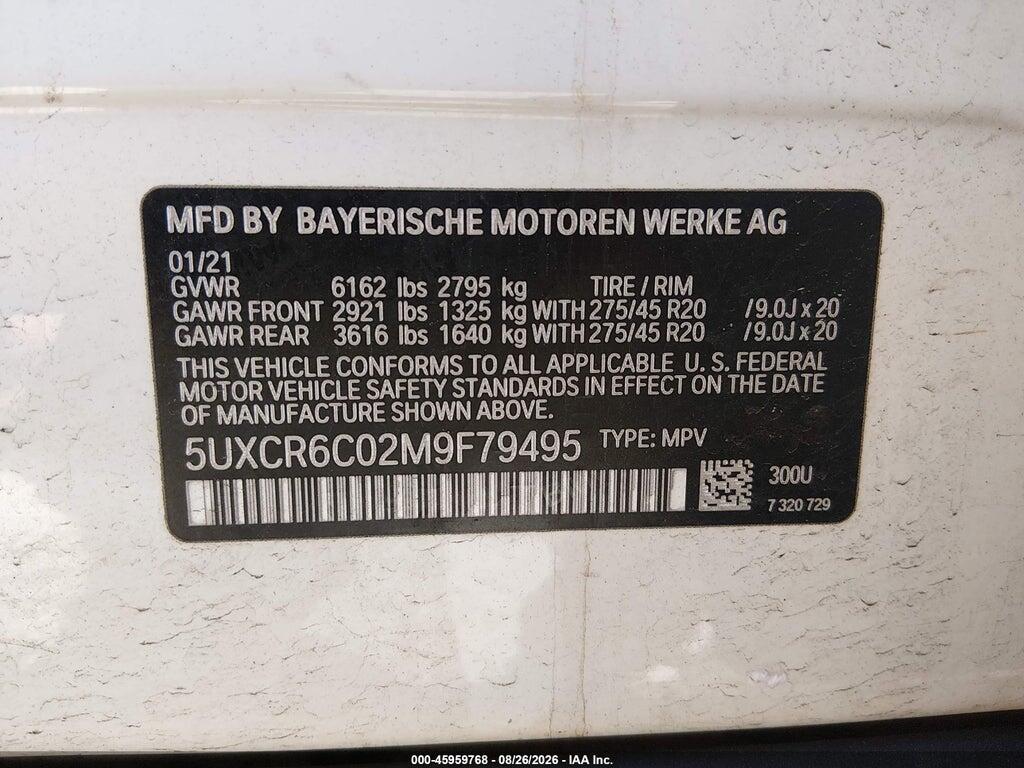 5UXCR6C02M9F79495 2021 BMW X5 photo no. 9