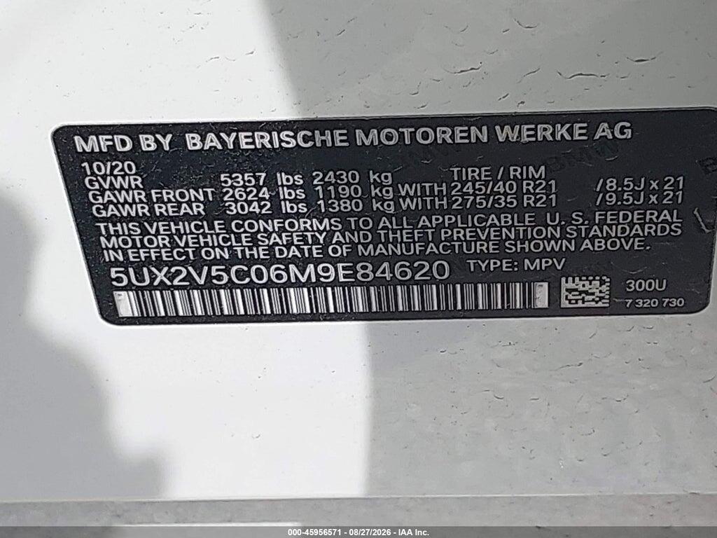 5UX2V5C06M9E84620 2021 BMW X4 photo no. 9
