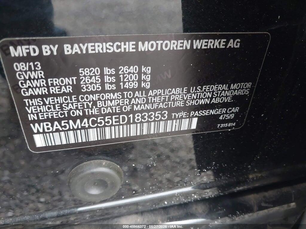 WBA5M4C55ED183353 2014 BMW 535I GRAN TURISMO photo no. 9