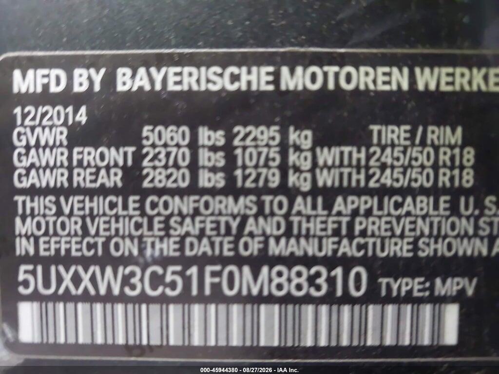 5UXXW3C51F0M88310 2015 BMW X4 photo no. 9