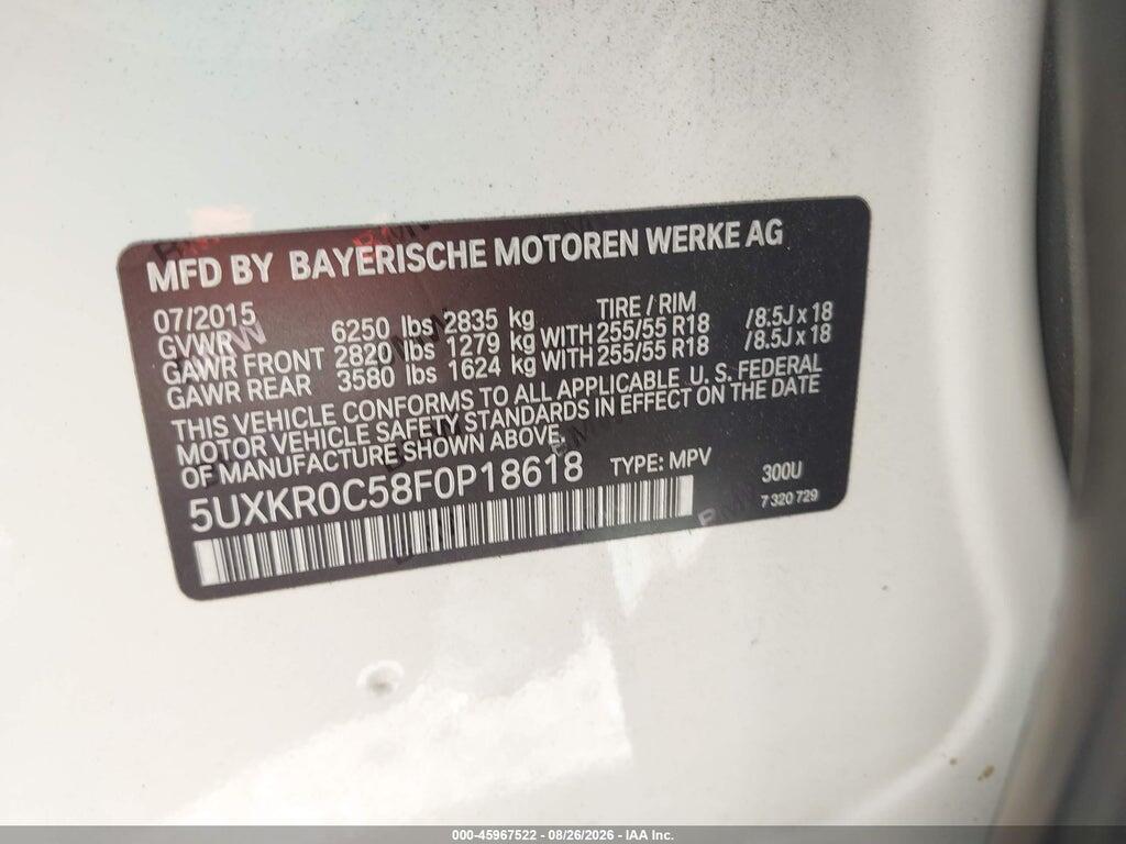 5UXKR0C58F0P18618 2015 BMW X5 photo no. 9