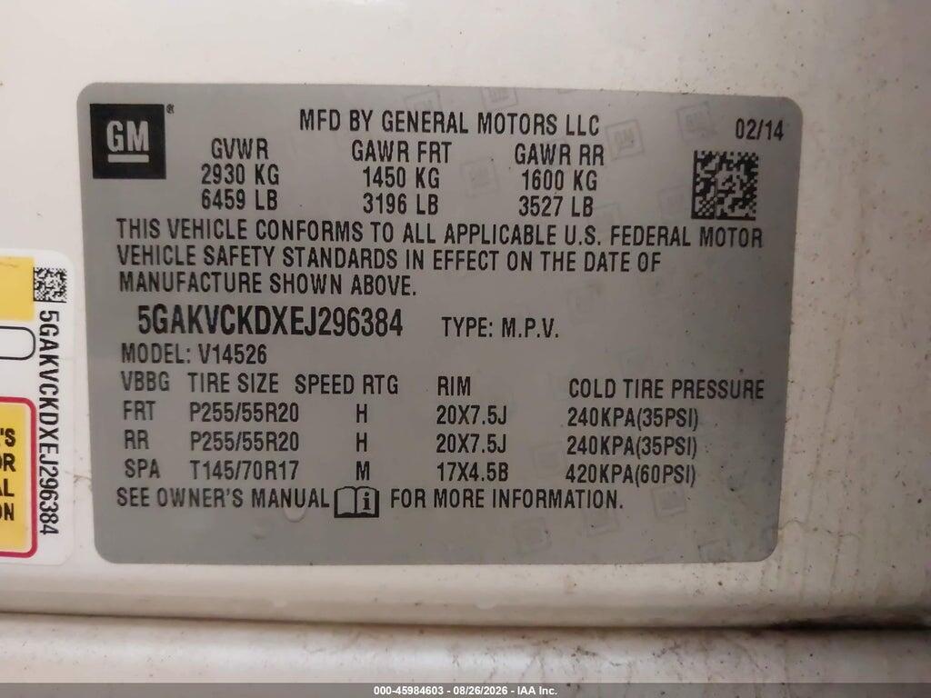 5GAKVCKDXEJ296384 2014 BUICK ENCLAVE photo no. 9