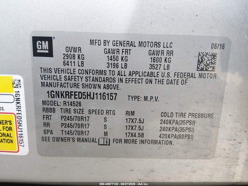 1GNKRFED5HJ116157 2017 CHEVROLET TRAVERSE photo no. 9