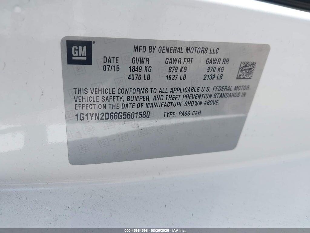 1G1YN2D66G5601580 2016 CHEVROLET CORVETTE photo no. 9