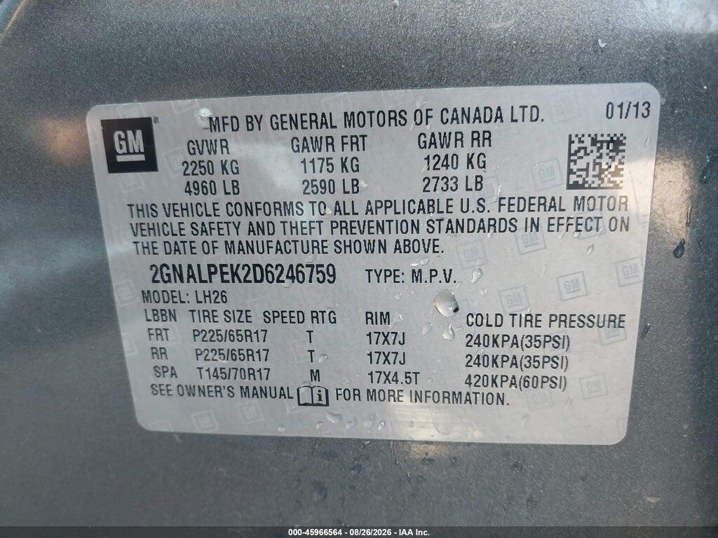 2GNALPEK2D6246759 2013 CHEVROLET EQUINOX photo no. 9