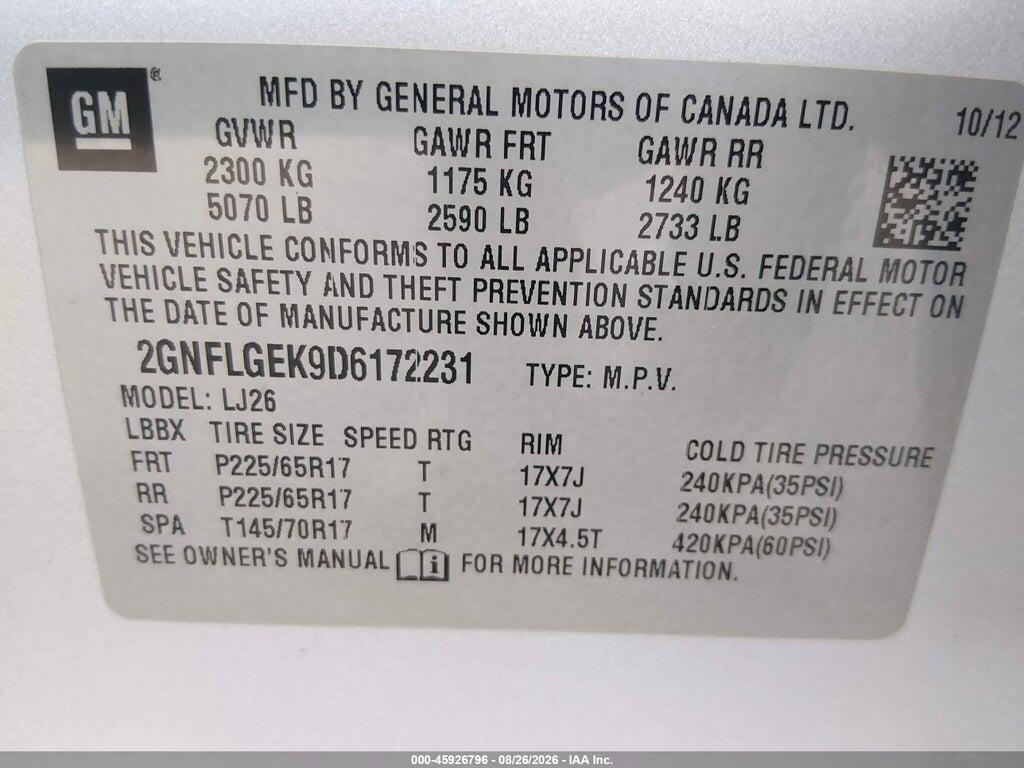 2GNFLGEK9D6172231 2013 CHEVROLET EQUINOX photo no. 9