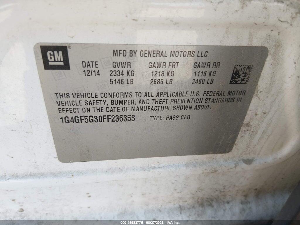 1G4GF5G30FF236353 2015 BUICK LACROSSE photo no. 9