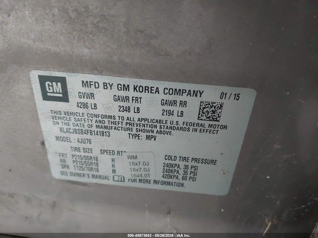 KL4CJBSB4FB141813 2015 BUICK ENCORE photo no. 9