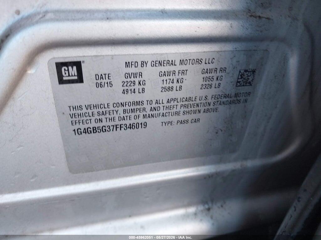 1G4GB5G37FF346019 2015 BUICK LACROSSE photo no. 9