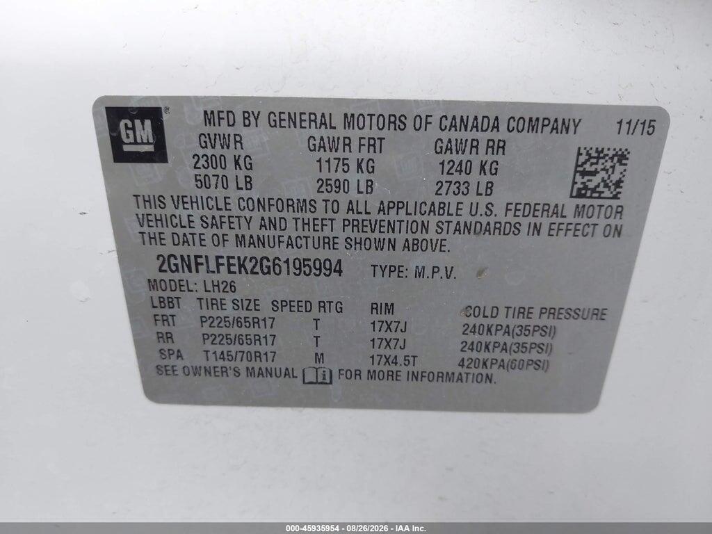 2GNFLFEK2G6195994 2016 CHEVROLET EQUINOX photo no. 9