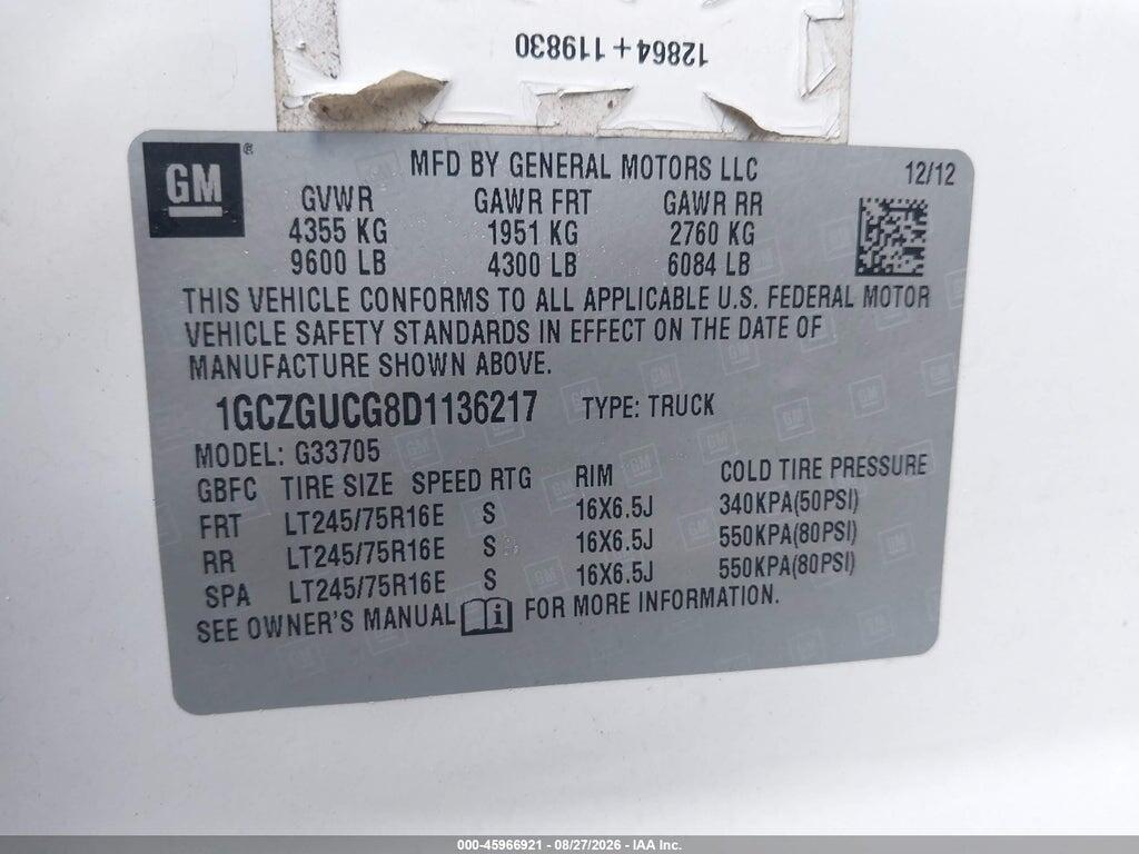 1GCZGUCG8D1136217 2013 CHEVROLET EXPRESS 3500 photo no. 9