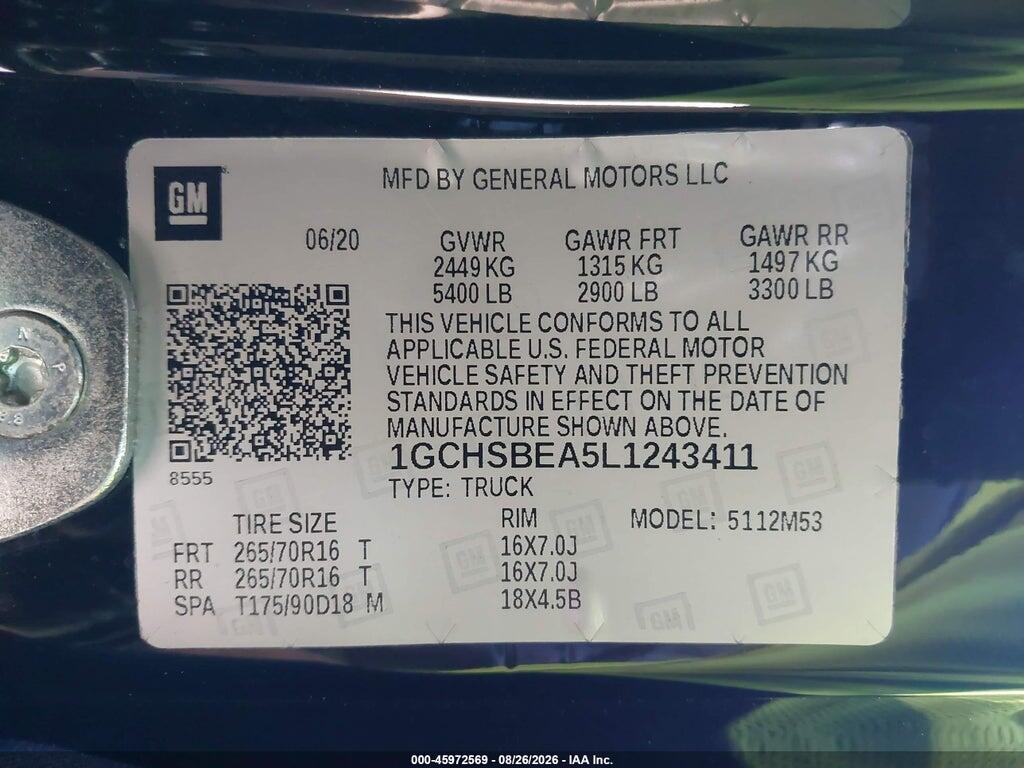 1GCHSBEA5L1243411 2020 CHEVROLET COLORADO photo no. 9