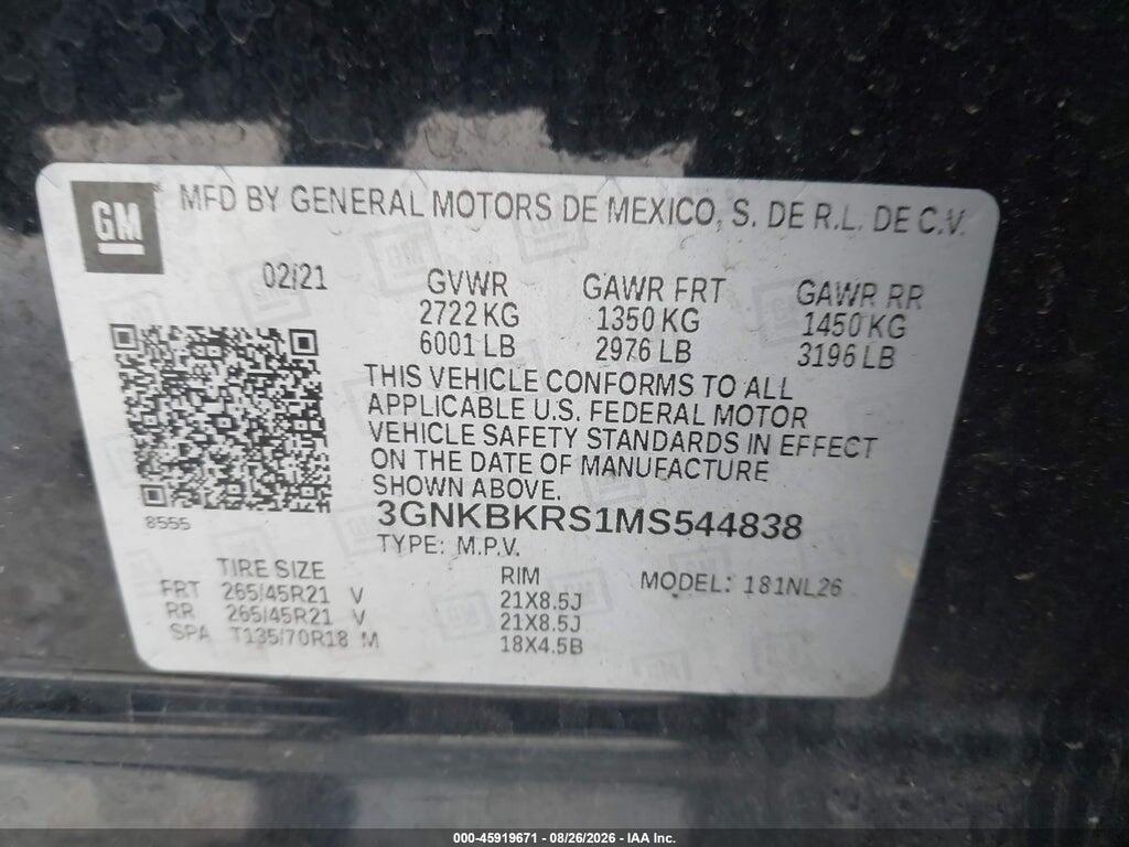 3GNKBKRS1MS544838 2021 CHEVROLET BLAZER photo no. 9