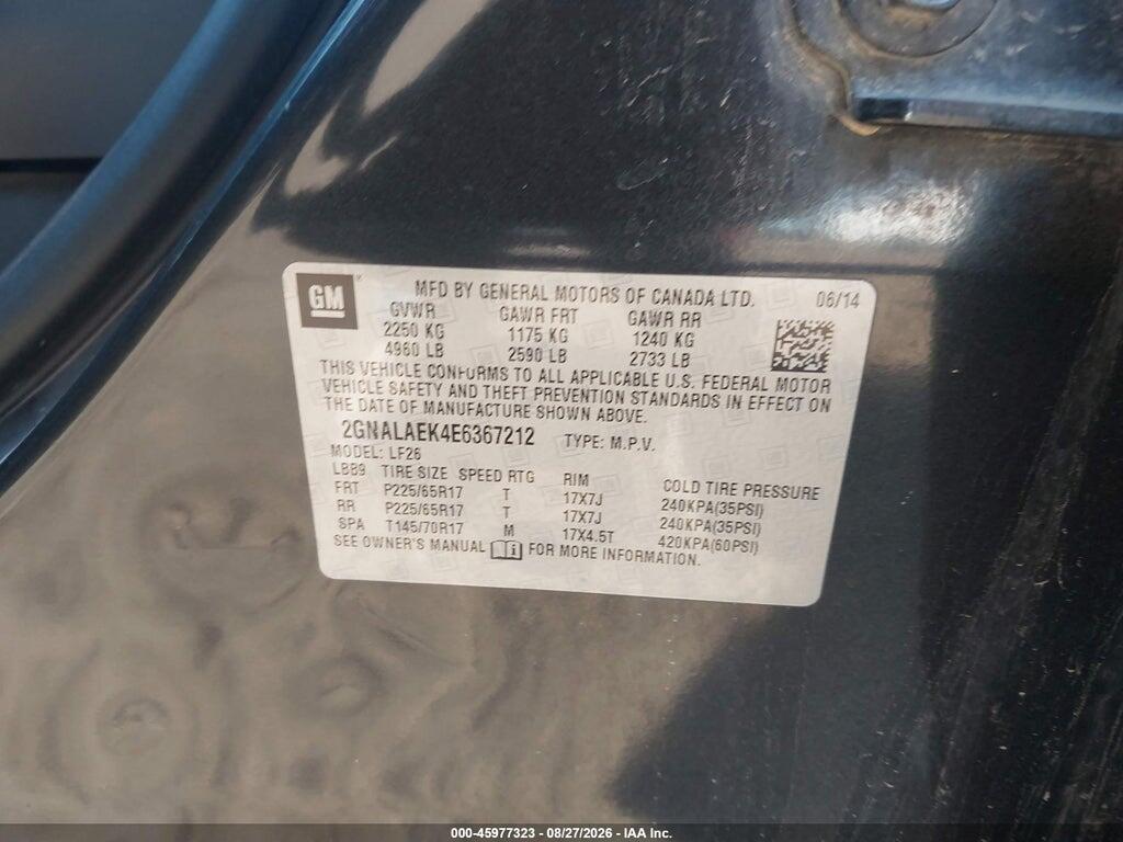 2GNALAEK4E6367212 2014 CHEVROLET EQUINOX photo no. 9