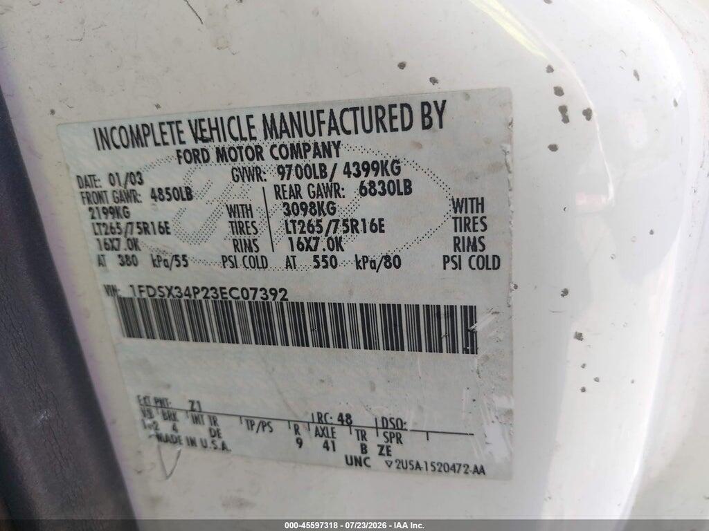 1FDSX34P23EC07392 2003 FORD F-350 photo no. 9