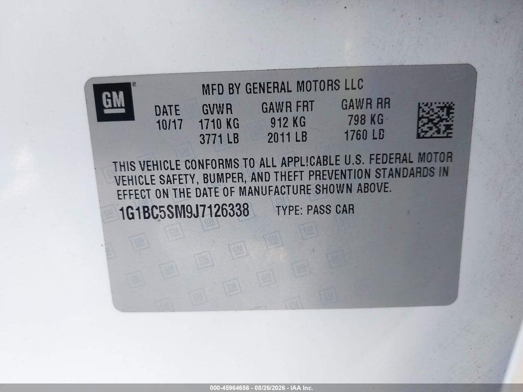 1G1BC5SM9J7126338 2018 CHEVROLET CRUZE photo no. 9