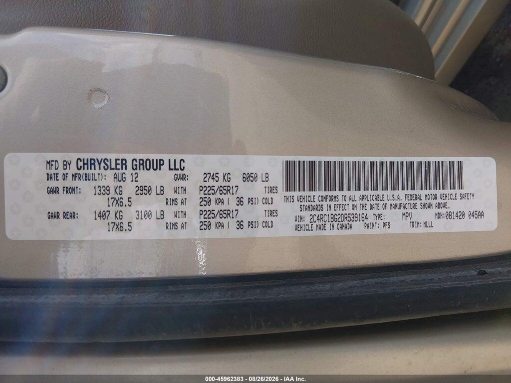 2C4RC1BG2DR539164 2013 CHRYSLER TOWN & COUNTRY photo no. 9