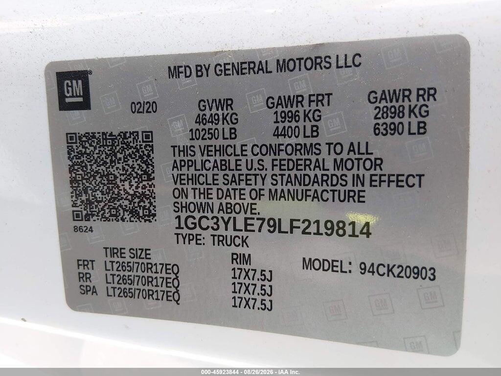 1GC3YLE79LF219814 2020 CHEVROLET SILVERADO 2500HD photo no. 9