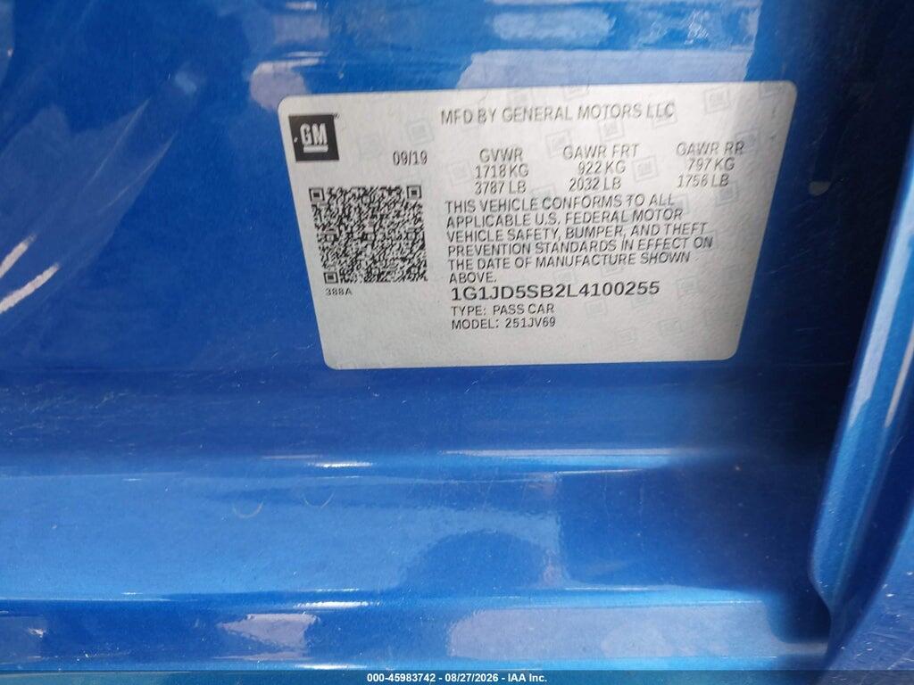 1G1JD5SB2L4100255 2020 CHEVROLET SONIC photo no. 9