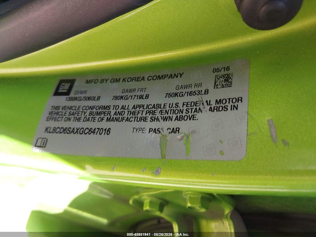 KL8CD6SAXGC647016 2016 CHEVROLET SPARK photo no. 9
