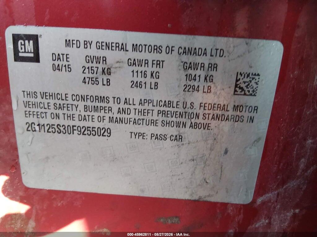 2G1125S30F9255029 2015 CHEVROLET IMPALA photo no. 9