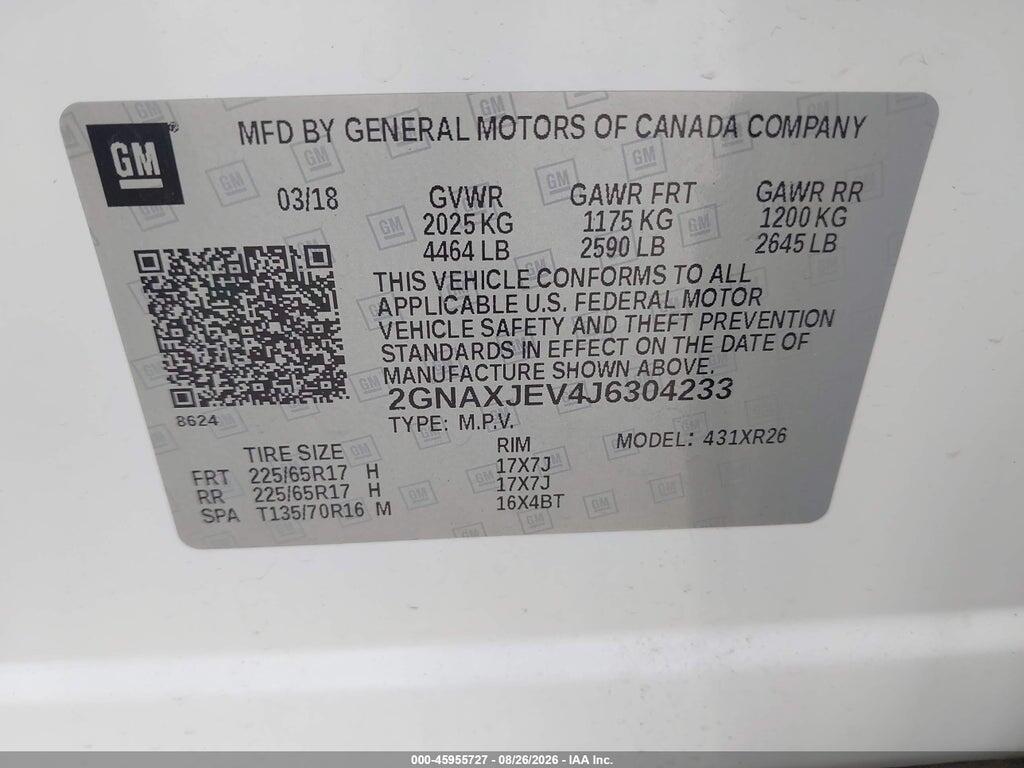 2GNAXJEV4J6304233 2018 CHEVROLET EQUINOX photo no. 9