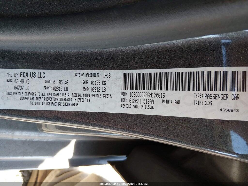 1C3CCCCG9GN170616 2016 CHRYSLER 200 photo no. 9