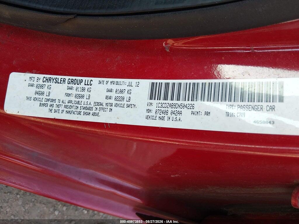 1C3CDZAB9DN504226 2013 DODGE AVENGER photo no. 9
